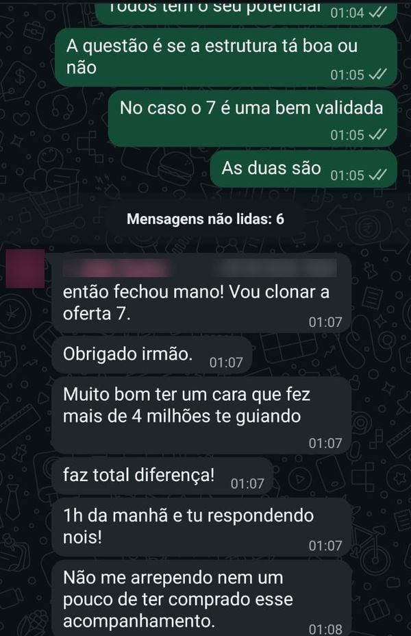 Mensagem de aluno: não me arrependo nem um pouco de ter comprado esse acompanhamento.